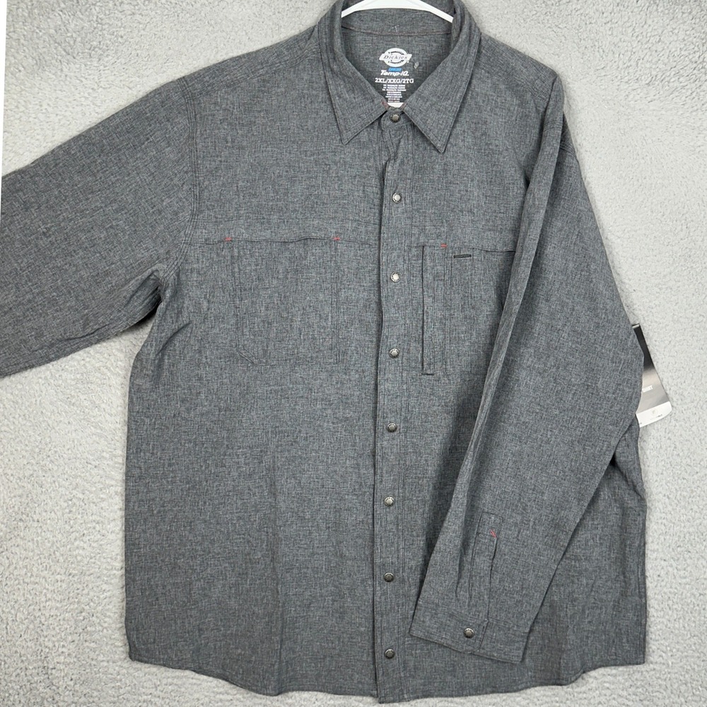 NEW Dickies Cooling Utility Shirt Mens 2XL Temp-iQ Grey Snap Front Button Up